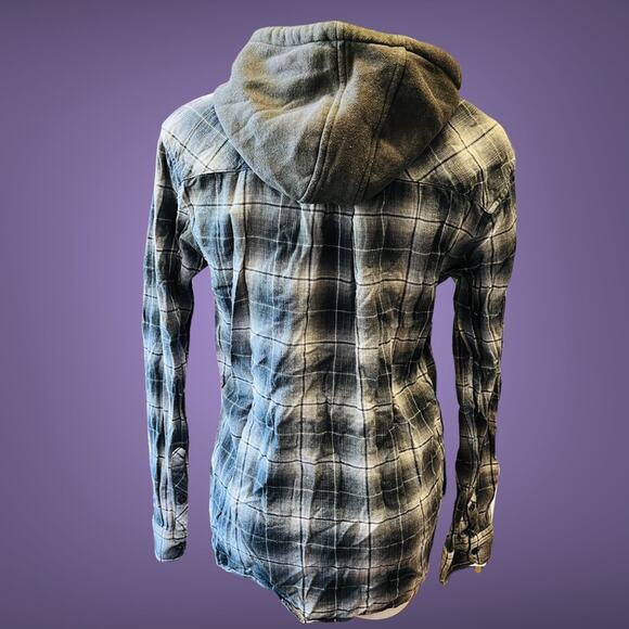 Valor Collective Shirt Men's Large Hooded Plaid Button Down Western Farm Outdoor - Picture 2 of 5